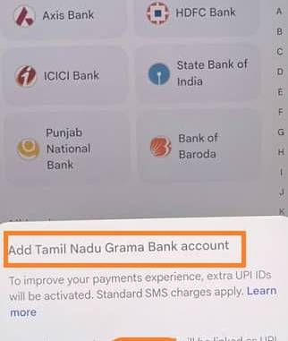 Add Tamil Nadu Grama Bank in Google Pay
